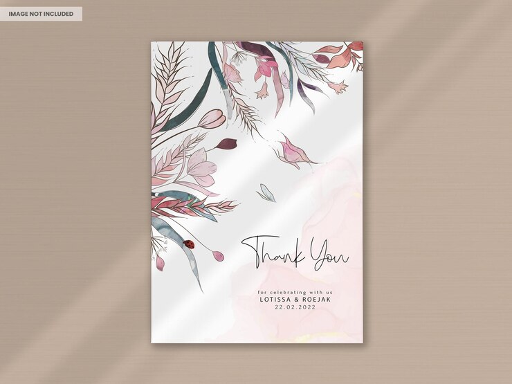 PSD grátis elegante convite de casamento floral desenhado à mão com aquarela
