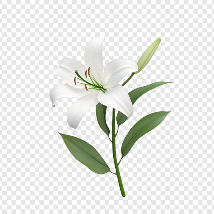 PSD grátis elegante flor de lírio branco isolada em fundo transparente