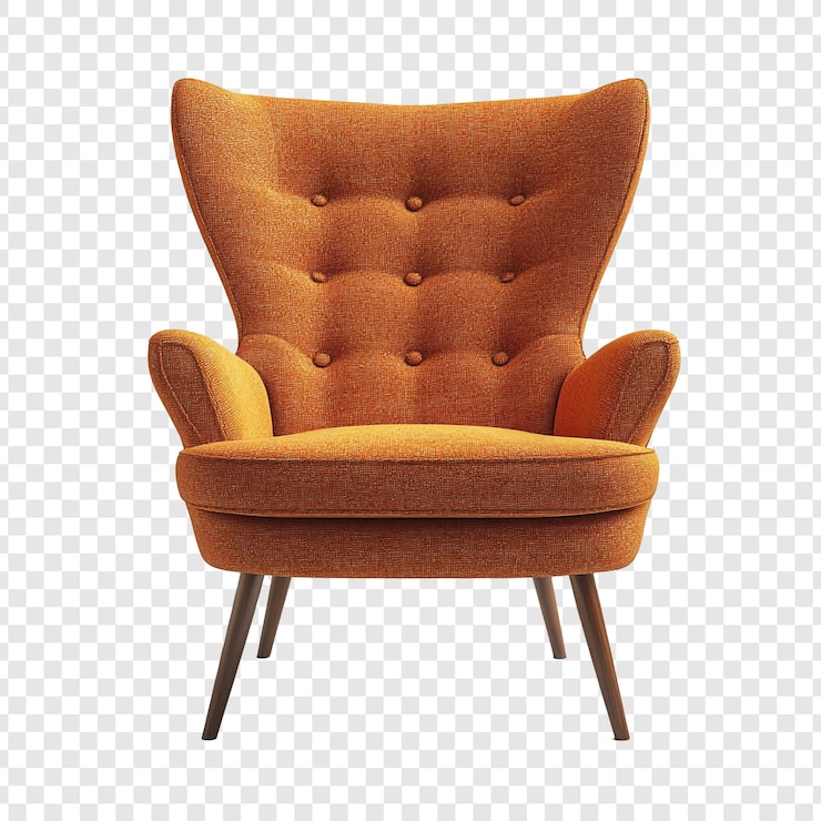 PSD grátis elegante poltrona laranja midcentury design moderno