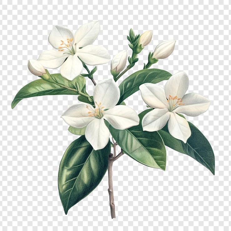 PSD grátis elegantes flores brancas uma ilustração botânica