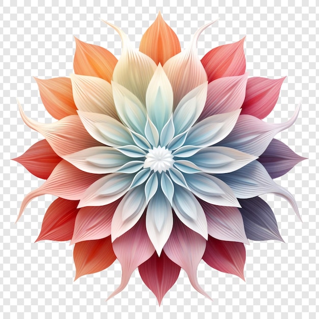 PSD grátis elemento de design fractal de mandala com padrão de flores isolado em fundo transparente