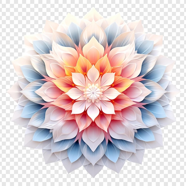 PSD grátis elemento de design fractal de mandala com padrão de flores isolado em fundo transparente