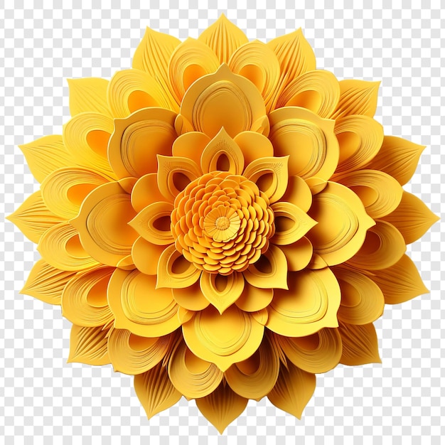 Elemento de design fractal de mandala com padrão de flores isolado em fundo transparente