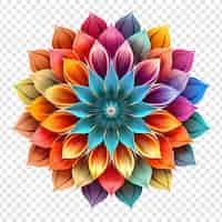 PSD grátis elemento de design fractal de mandala com padrão de flores isolado em fundo transparente