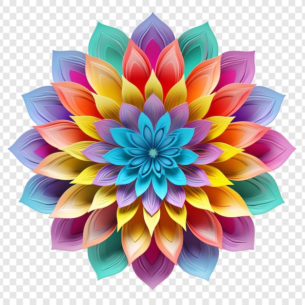 PSD grátis elemento de design fractal de mandala com padrão de flores isolado em fundo transparente