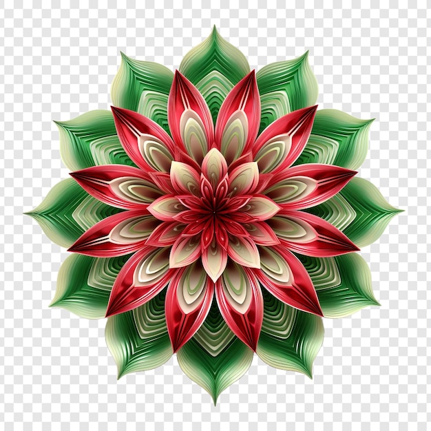 PSD grátis elemento de design fractal de mandala com padrão de flores isolado em fundo transparente