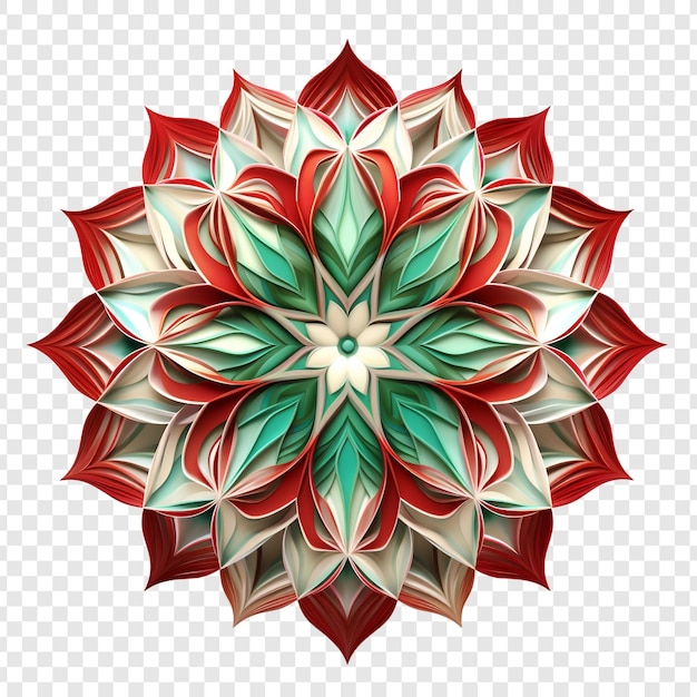 PSD grátis elemento de design fractal de mandala com padrão de flores isolado em fundo transparente