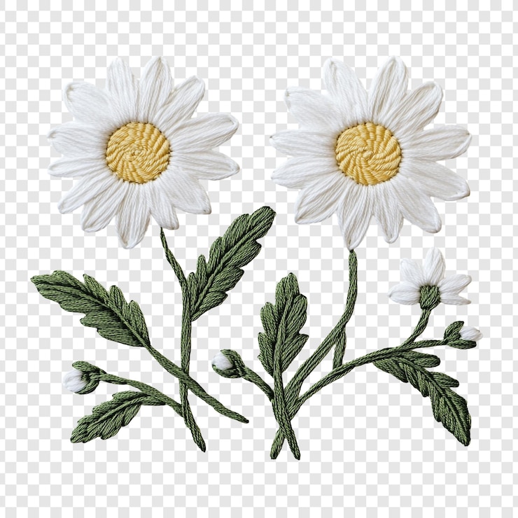 PSD grátis embroidery elegante duas margaridas em flor
