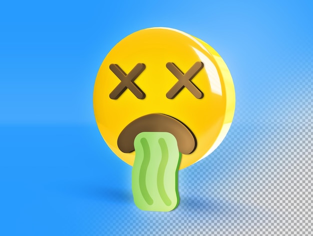 PSD grátis emoji 3d circular com cara de vômito