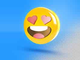 PSD grátis emoji 3d circular com rosto sorridente e olhos em forma de coração