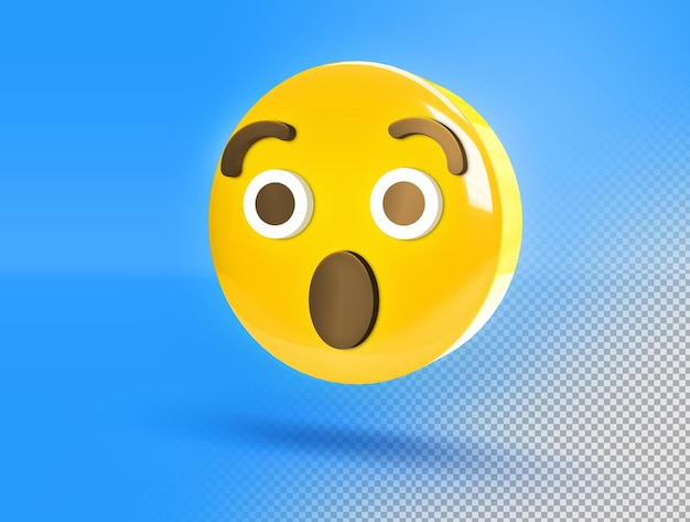 Emoji circular 3d com olhar atônito