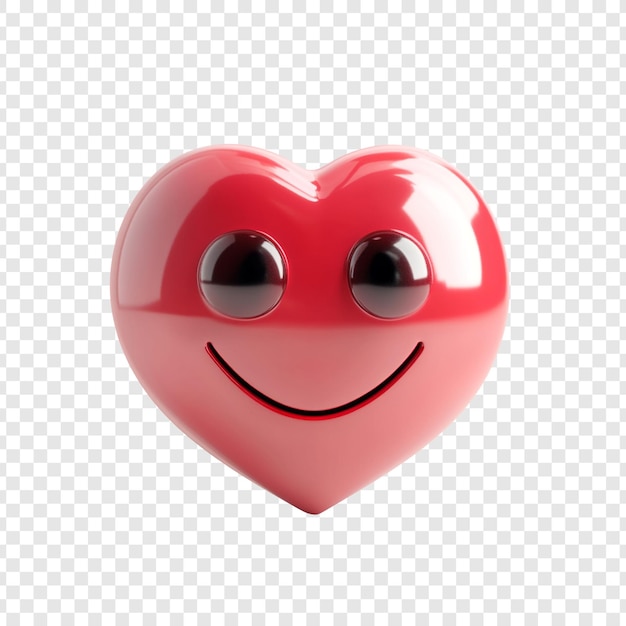 Emoji de coração feliz 3D Render um coração vermelho alegre com um rosto sorridente
