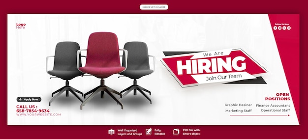Estamos contratando vagas de emprego modelo de banner de capa do Facebook