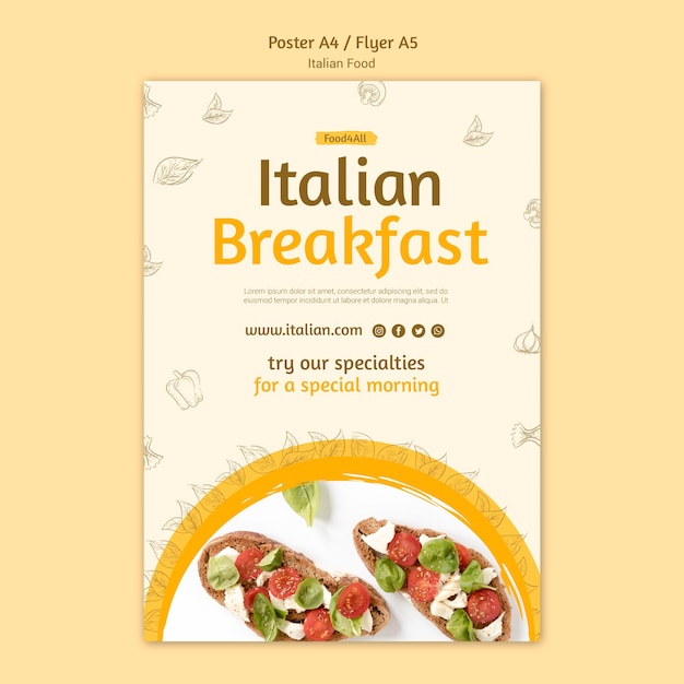 Estilo de cartaz de comida italiana