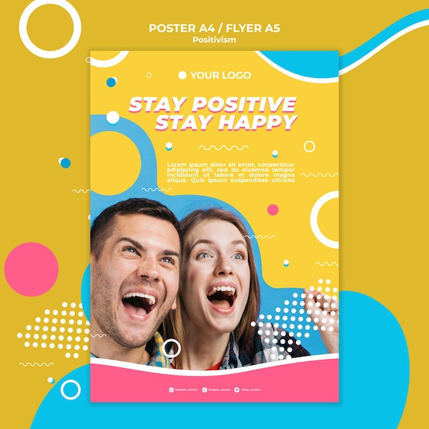 PSD grátis estilo de cartaz de conceito de positivismo