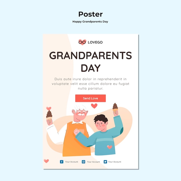 PSD grátis estilo de cartaz de dia dos avós feliz