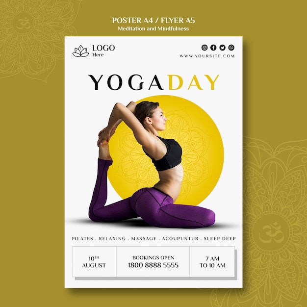 Estilo de cartaz de meditação e atenção plena