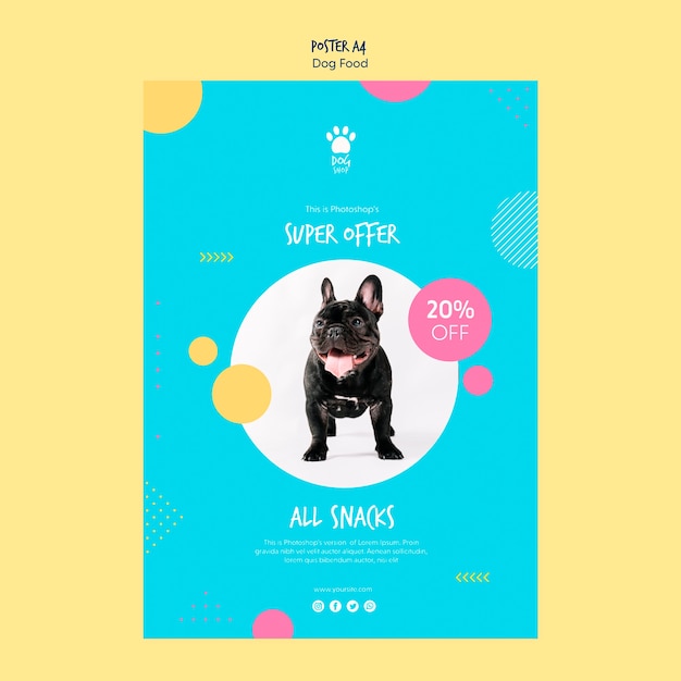 PSD grátis estilo de cartaz para venda de comida de cachorro