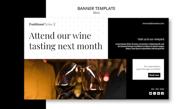 Estilo de modelo de banner de vinho tradicional