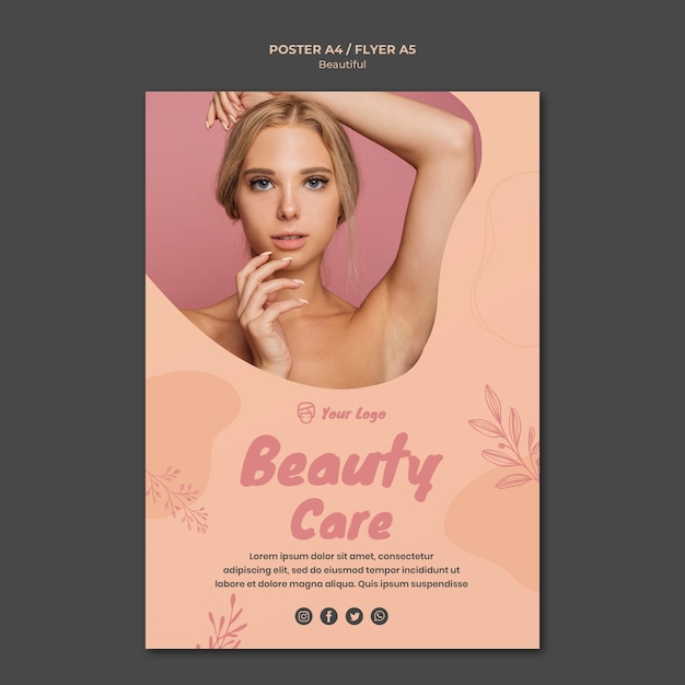 Estilo de modelo de cartaz de beleza