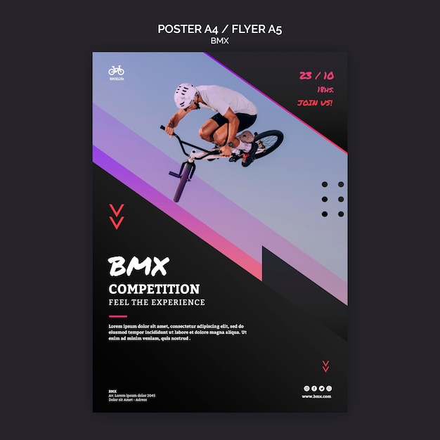 PSD grátis estilo de modelo de folheto de competição de bmx