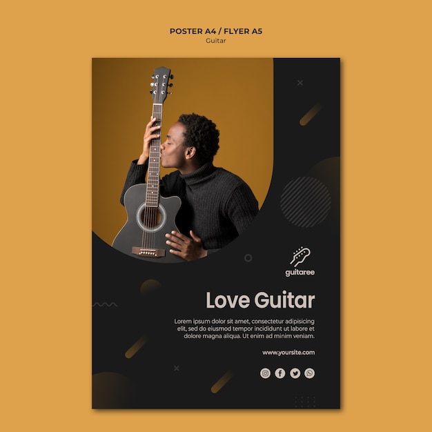 Estilo de panfleto de jogador de guitarra