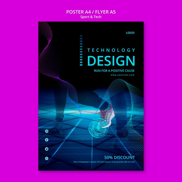 Estilo de pôster de esporte e tecnologia
