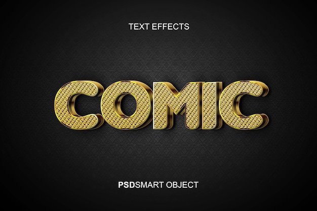 PSD grátis estilo de texto 3d luxuoso com efeito de texto editável em quadrinhos dourados