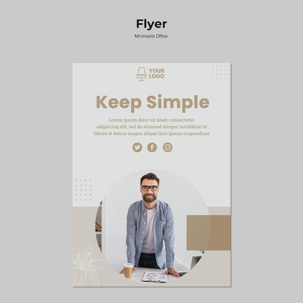 Estilo minimalista de panfleto de escritório