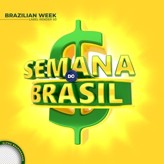 Etiqueta da semana brasileira de renderização em 3d para campanha de marketing