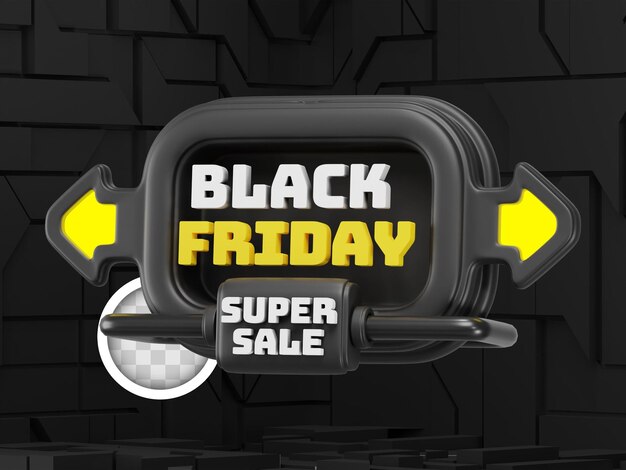 Etiqueta de super venda de black friday com seta