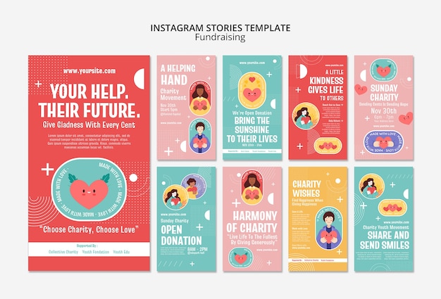 PSD grátis evento de angariação de fundos de design plano instagram stories