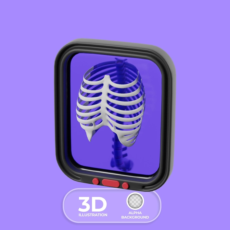 PSD grátis exame de raios-x do tronco ilustração 3d