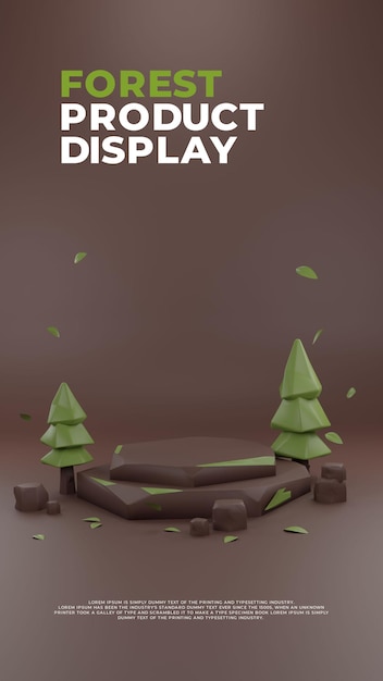 PSD grátis exibição de promoção de produto de pódio realista em 3d forest nature clay