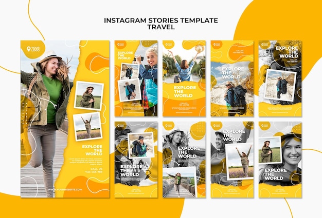 Explore o modelo de histórias do mundo instagram