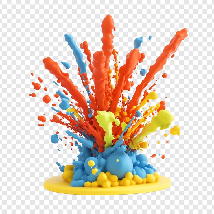 PSD grátis explosão de cores vibrantes uma renderização 3d de um salpico de tinta