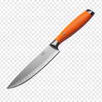 PSD grátis faca de cozinha com lâmina de aço laranja com caminho salvo isolado em fundo transparente