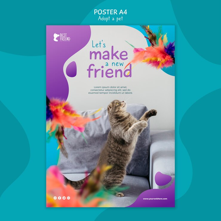 PSD grátis faça um novo modelo de cartaz de amigo fofo