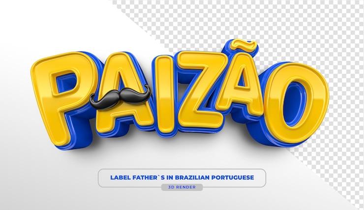 PSD grátis fathers day typography in brazilian portuguese