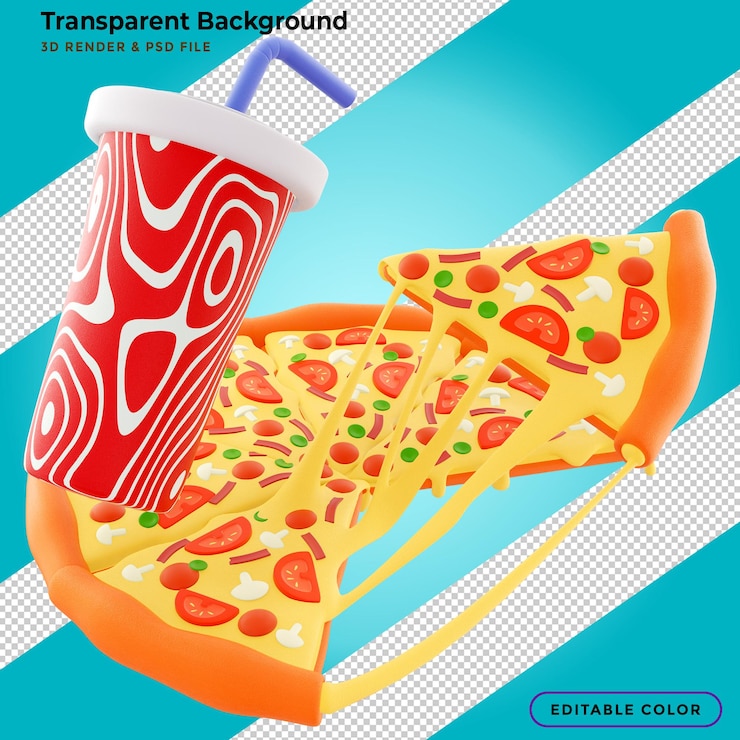 PSD grátis fatia de pizza com queijo fibroso e salpicos de molho na ilustração 3d