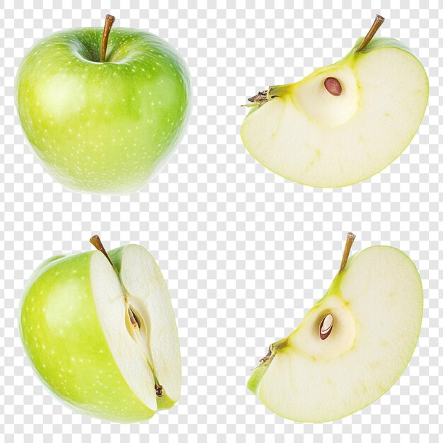 Fatias de maçã verde frescas, suculentas e prontas para comer