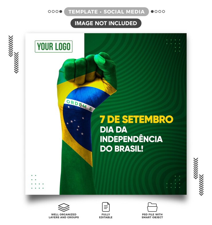 PSD grátis feed de mídia social 7 de setembro dia da pátria amada!