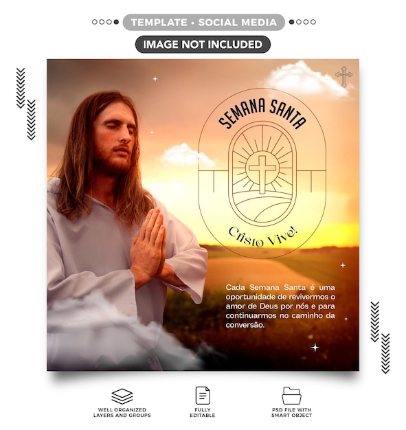 PSD grátis feed de mídia social abençoada semana santa