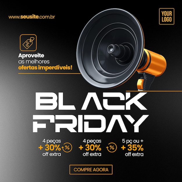 Feed de mídia social instagram black friday para ofertas imperdíveis