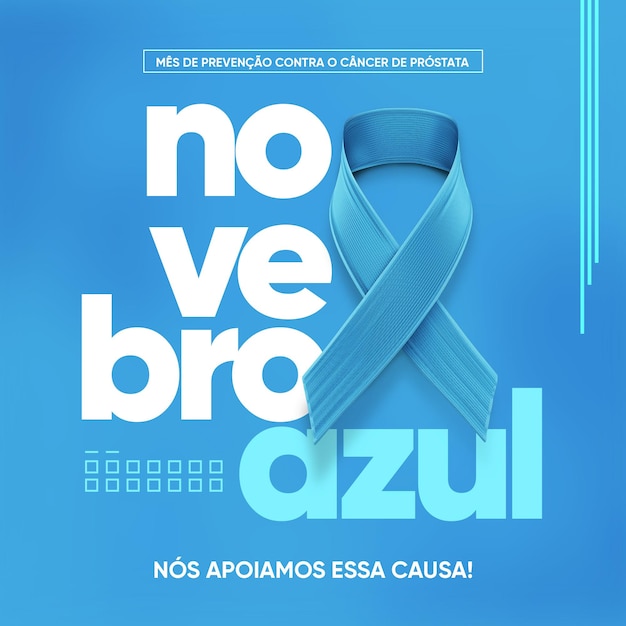 Feed de modelo de mídia social novembro azul, apoiamos esta causa