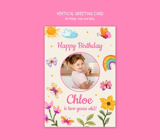 Feliz aniversário Chloe: cartão de saudação de crianças bonitas