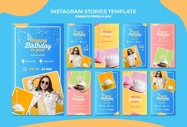 Feliz aniversário instagram histórias modelo