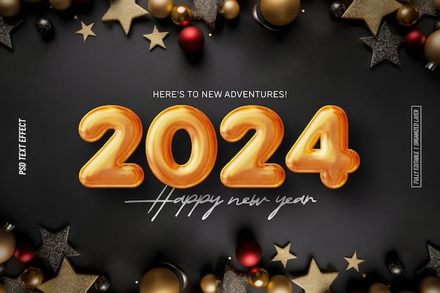feliz ano novo 2024 Efeito de texto