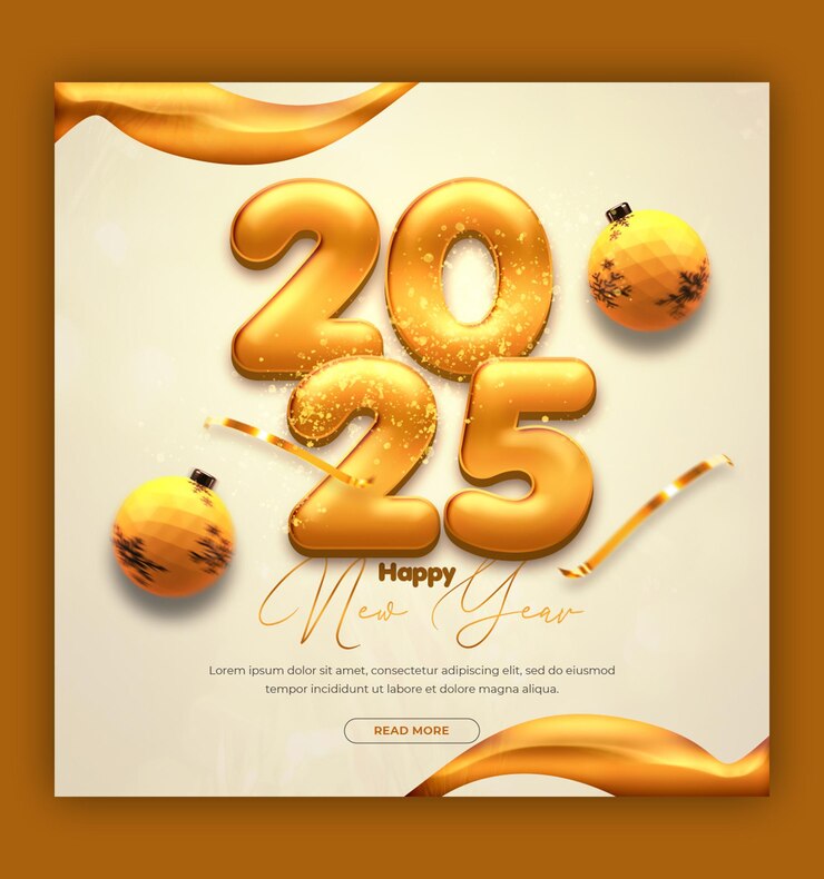 PSD grátis feliz ano novo 2025 celebração banner de mídia social ou modelo de postagem do instagram