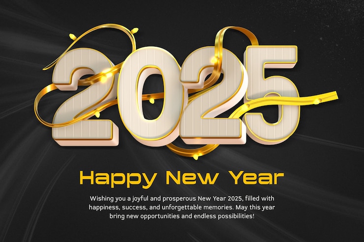 PSD grátis feliz ano novo 2025 modelo de design de banner 3d